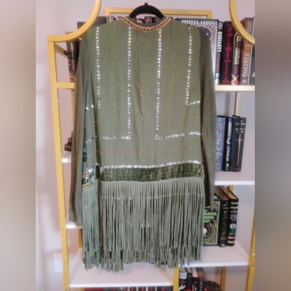 Art Deco Cottagecore Velvet Blank London Fringe Cardian - Picture 2 of 8